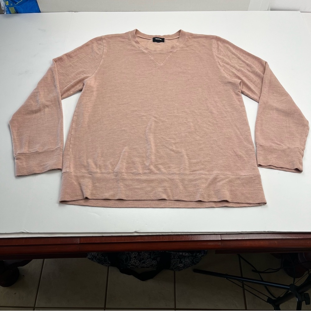 Monrow Women's Supersoft Fleece Boyfriend Crewneck Sweatshirt Light Pink Large‎